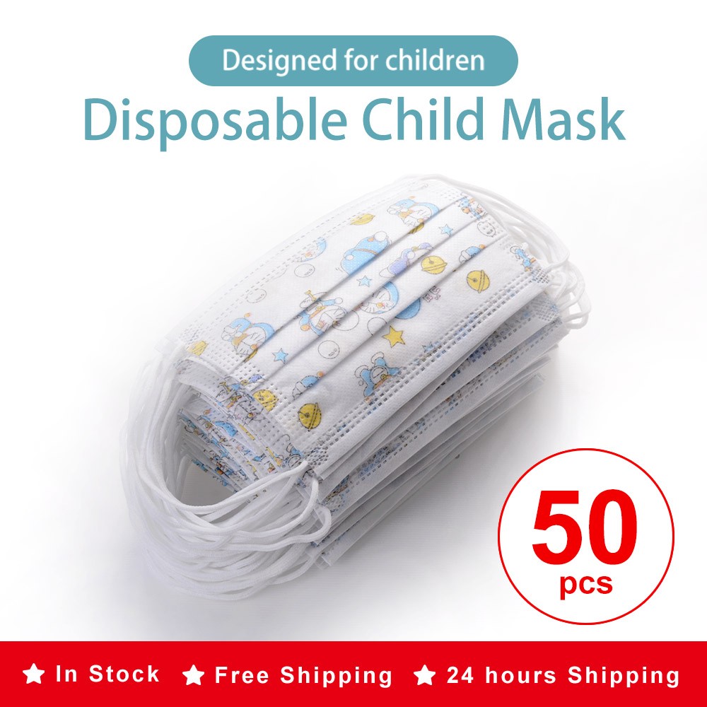 10-200pcs Mascarillas Niños 3 Ply Cartoon Printed Disposable Baby Face Mask Boys Breathable Infant Mask Children