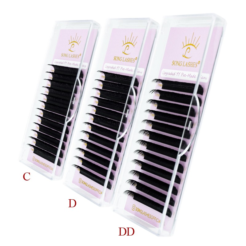 Song Lashes New Premade Fans YY Shape Black Brown Eyelash Extension Tips C/D Curl Fans High Quality