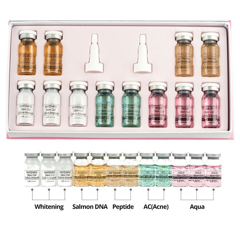 5pcs 8ml Gold Ampoule Serum Glow BB Cream Starter Kit Dermawhite mix serum add niacinide foundation for whitening brightening