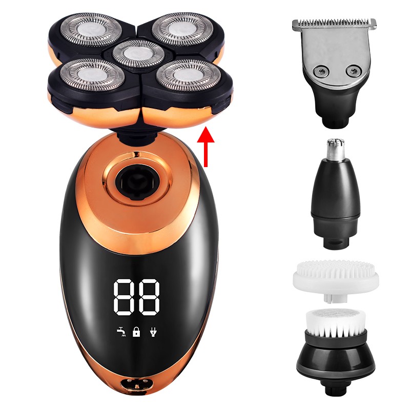 IPX7 Waterproof Electric Shaver Razor for Men Beard Hair Trimmer Rechargeable Bald Head Shaver LCD Display Grooming Kit