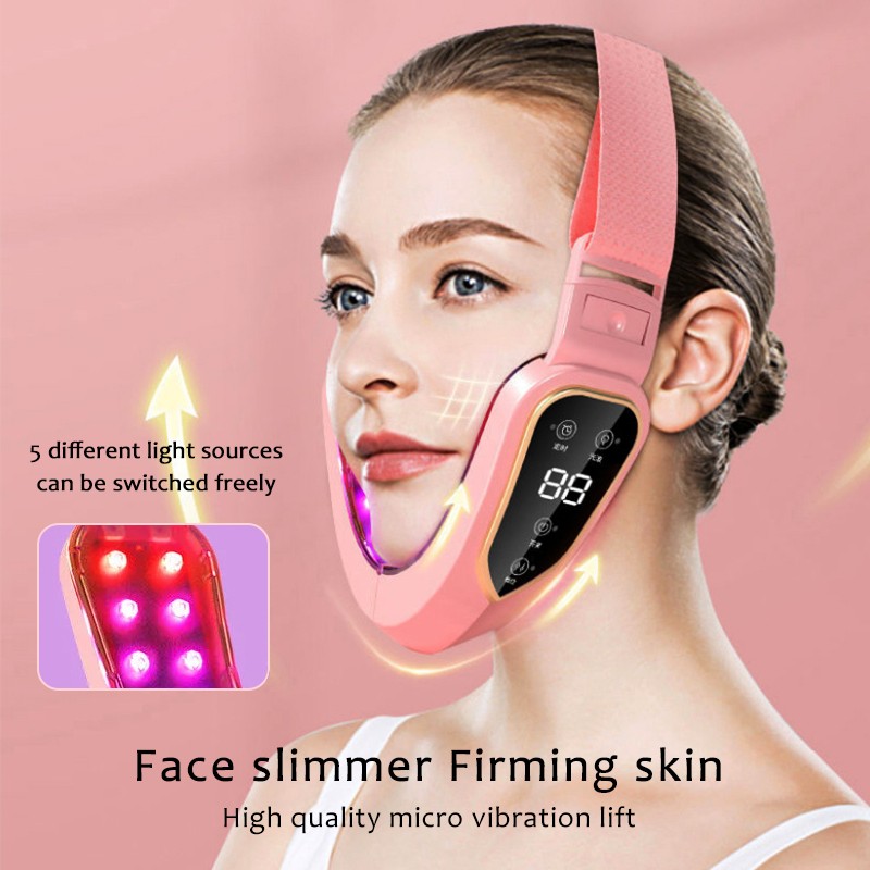 LED Photon Face Massager Vibration Slimming Face Massager Double V Shape Chin Face Lift Cheek Tightening Machine