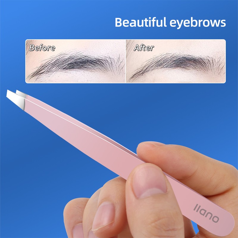 LLANO Eyebrow Tweezers Removal Makeup Tools Stainless Steel Slanted Eye Brow Clip Fine Hair Puller Face Care Eyebrow Scissors