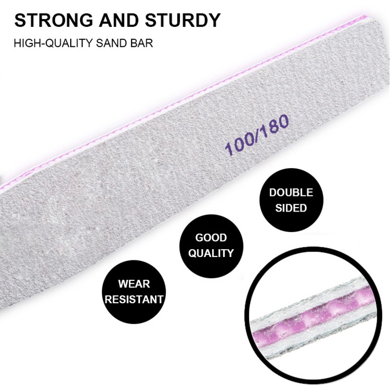 Professional Nail File 100/180 Double-sided Nail File Strips Nail Art Sanding Files Manicure Polishing Nail Care Tool