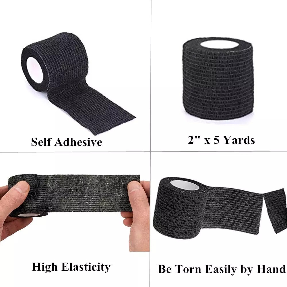 5/10/15/20 Black Tattoo Fist Bandage Cover Wraps Nonwoven Tapes Waterproof Self Adhesive Finger Protection Tattoo Accessories