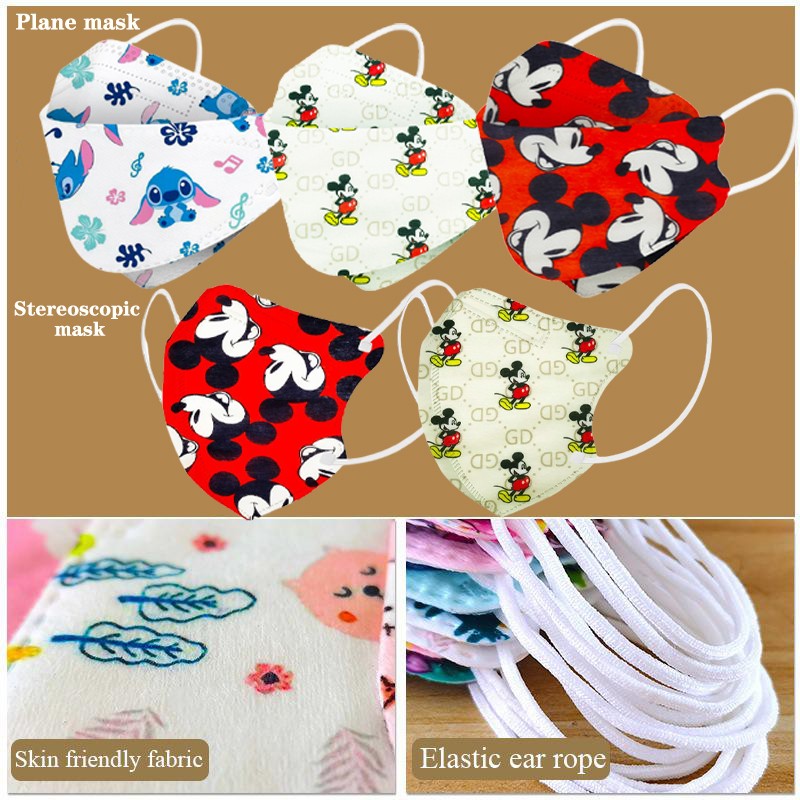 Disney Mickey Stitch Children Kn95 Face Mask 4 Layers Dust-proof Breathable Reusable For Boys Girls Kawaii Ffp2 Mouth Mascarilla