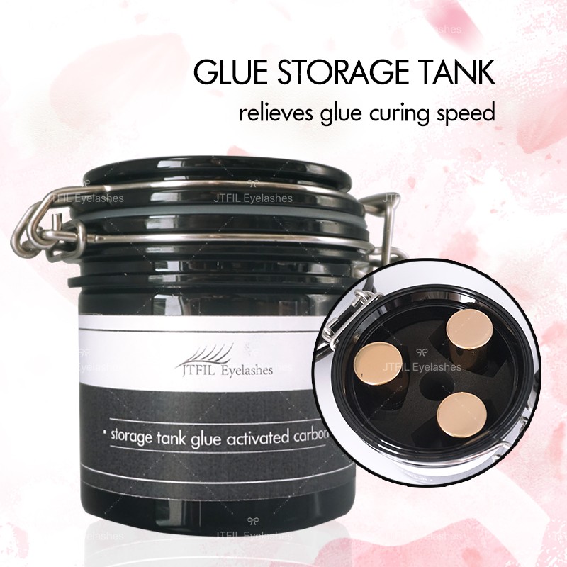 2021 New Black Fashion Eyelash Glue Storage Tank Container Adhesive Holder Activated Carbon Sealed Storage Jar