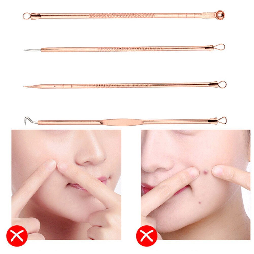 4pcs Durable Practical Acne Needle Kit Stainless Steel Blackhead Blackhead Remover Pore Cleaner Squeeze Tools Spot Cleaning Needle