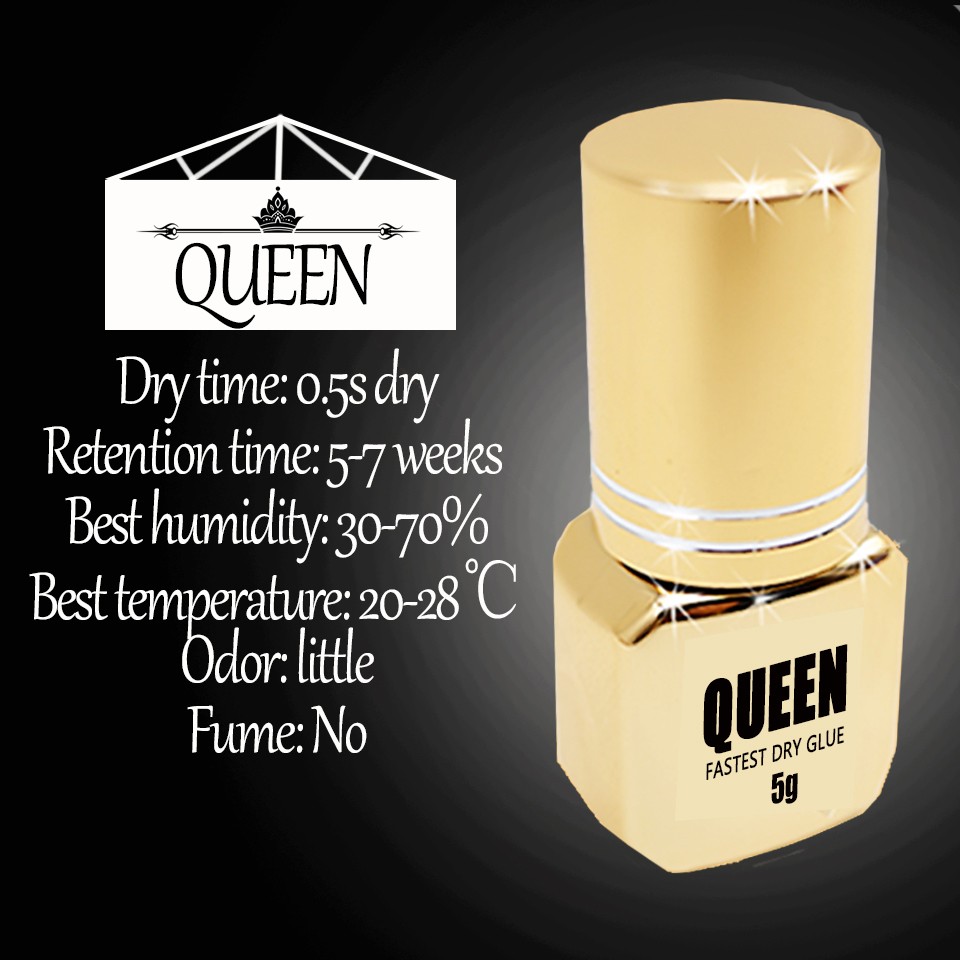 Glesum-Glue Queen Dry 0.5 Seconds New Product High Quality Latex Free Gold Bottle Irritant Eyelash Extension Makeup Adhesive