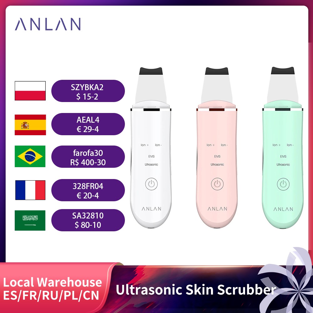 ANLAN Ultrasonic Skin Scrubber Deep Facial Cleaning Shovel Peeling Shovel Face Pore Cleaner Facial Skin Scrubber