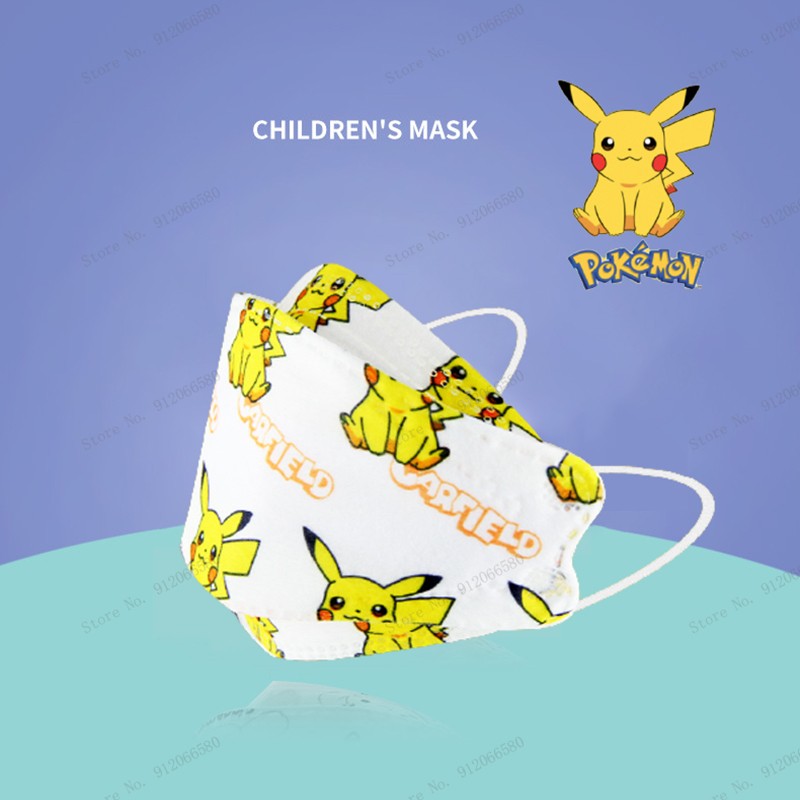 New Children's Pikachu Ffp2 Disposable Mask Four Layer Filter High Efficiency Protection Children Cartoon Pattern Kn95 Mascara