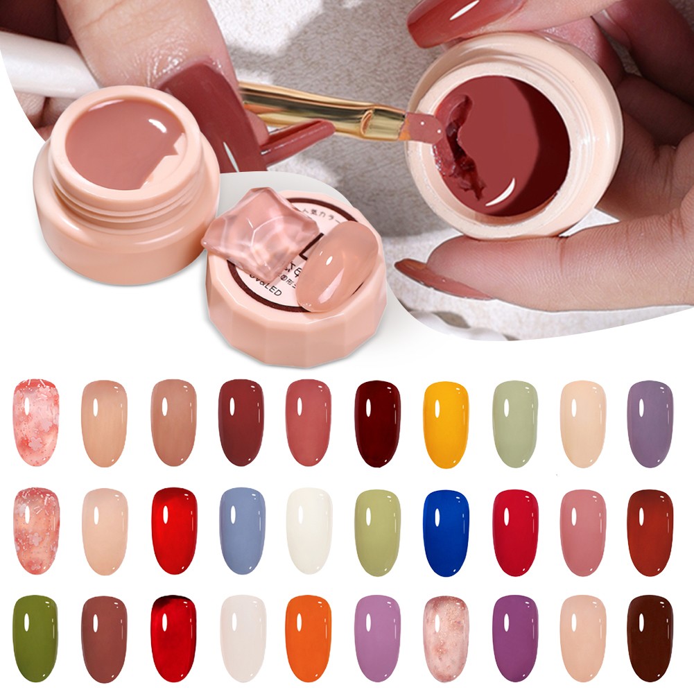 54 Colors Solid Cream Gel Nail Polish Long Lasting No Fade Semi Permanent Varnish Mix Nail Gel