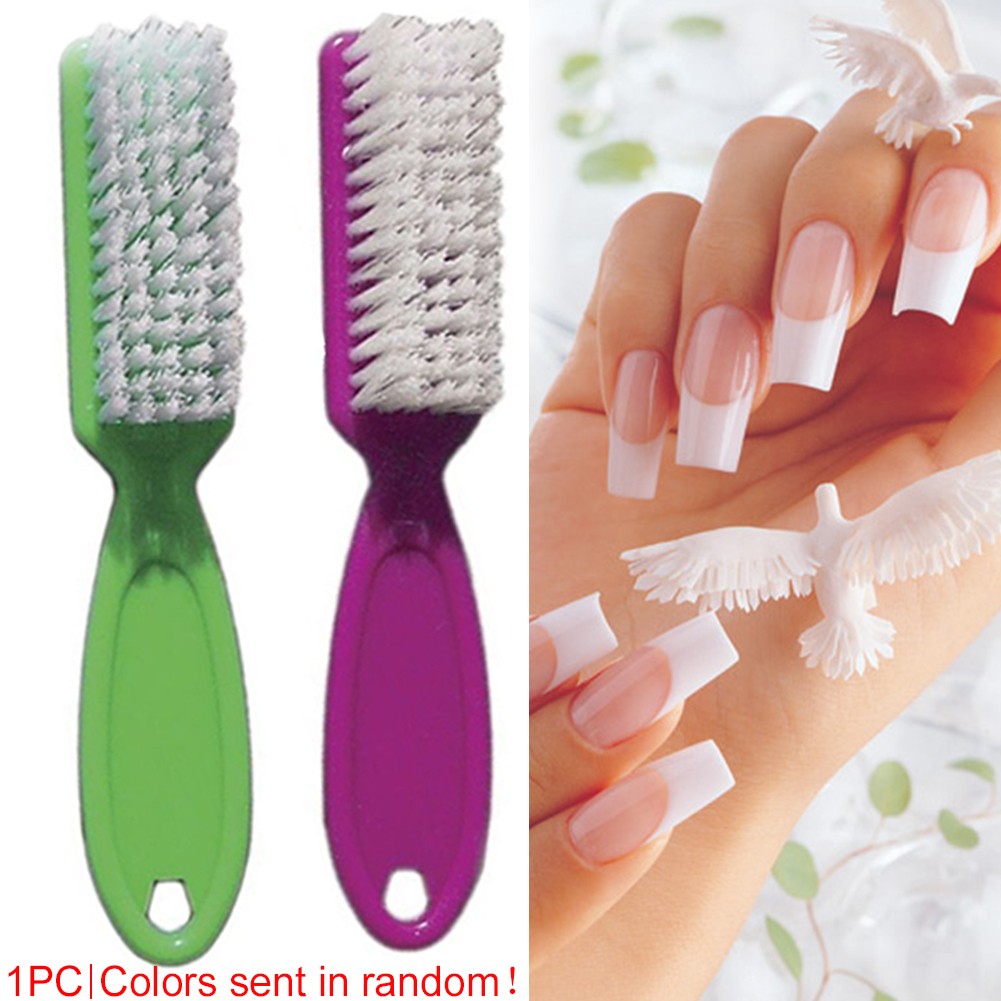 Long Handle Nail Dust Pedicure Manicure Brush Plastic Scrub Nail Tools Acrylic Gel Cleaning Dust Removal Multicolor