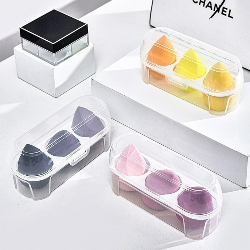 3pcs Makeup Sponge With Box Blending Sponge Cosmetic Cosmetic Puff Foundation Female Make Up Accessories Esponja Maquillaje Femme