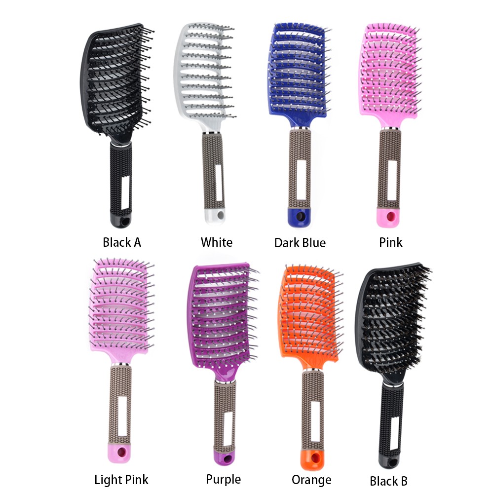 Scalp Massage Comb Women Salon Nylon Bristles Curved Ventilation Curved Hair Brush Scalp Massage Comb Hair Styling Tools