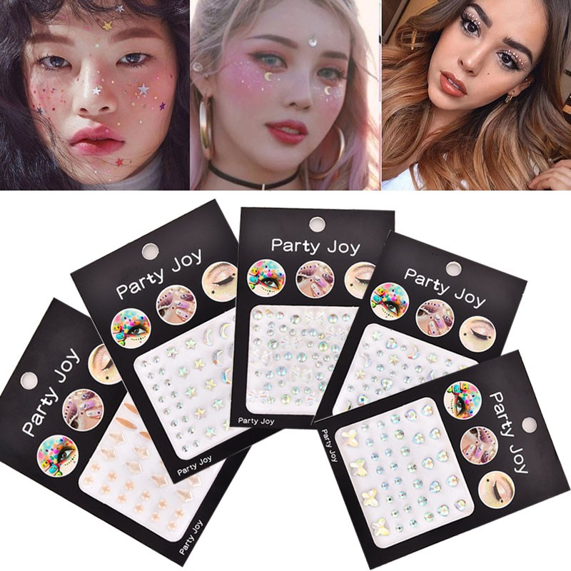 3D Diamond Eyeshadow Stickers Face Jewels Self Adhesive Face Body Eyebrow Diamond Nail Stickers Decals Decoration Photography
