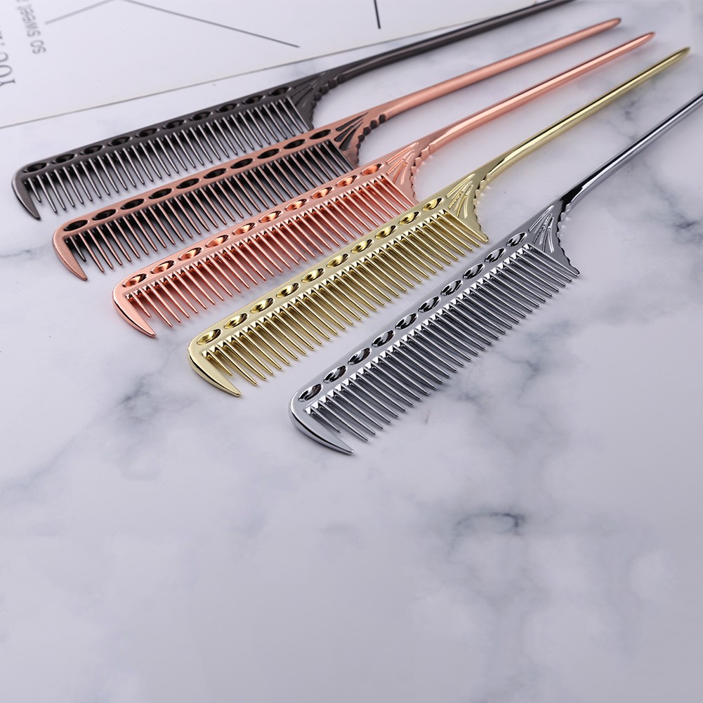 Space Hair Brush Aluminum Hair Comb Professional Hairdressing Combs Hair Cutting Die Barber Hair Brush Combs Salon Tools