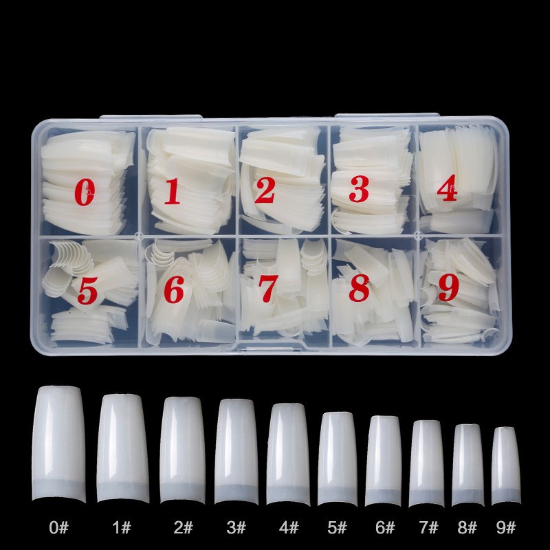 500pcs/box False Nails False Nail Tips Full Cover Colorful Nails Nail Tips Acrylic Transparent Nail Capsules French Manicure