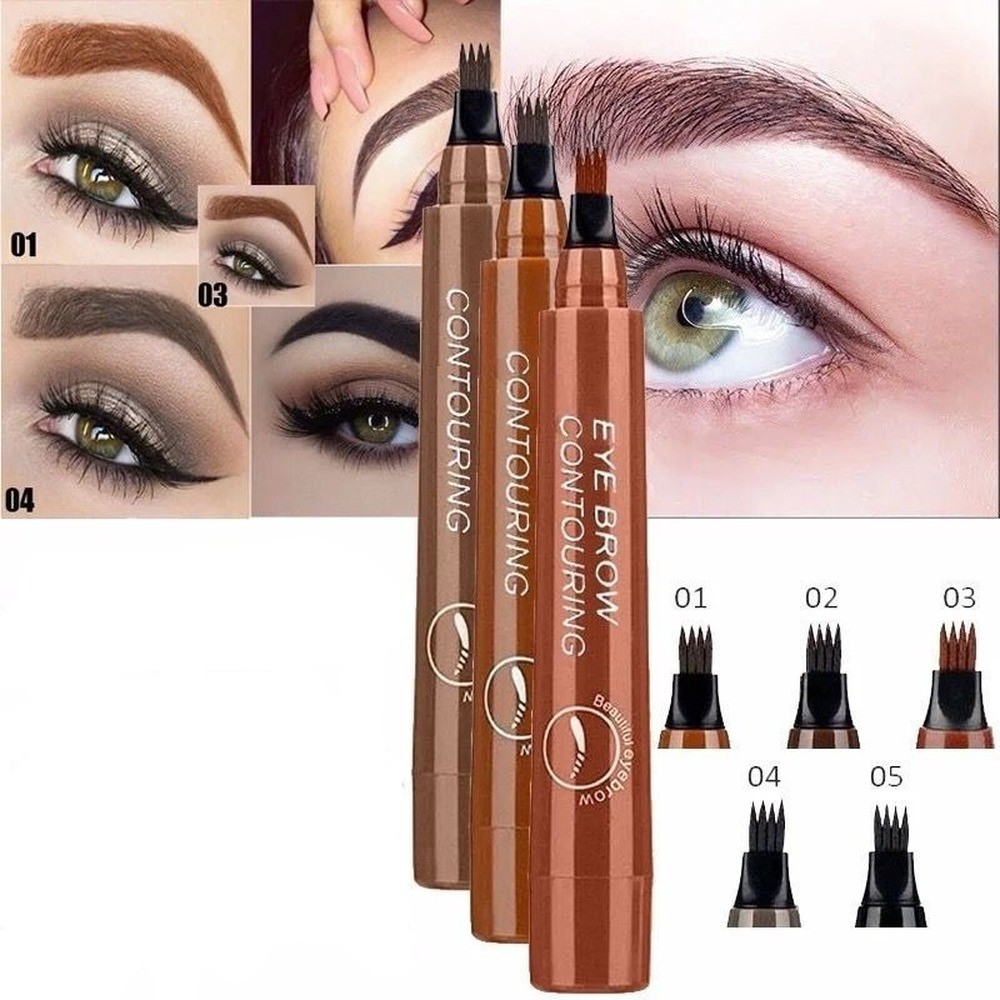 Microblading Eyebrow Pen Waterproof Fork Tip Eyebrow Tattoo Pen Long Lasting Professional Fine Sketch Liquid Eye Brow Pencil