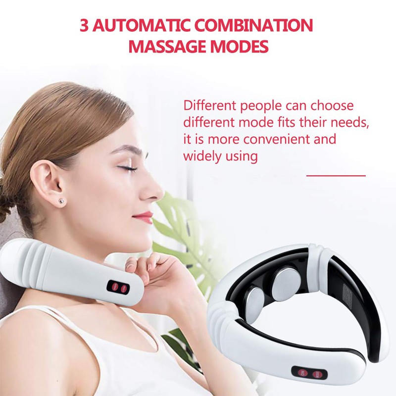 Electric Neck Massager Back Pulse 6 Modes Energy Control Far Infrared Heating Pain Relief Health Care Tool Relaxation Machine