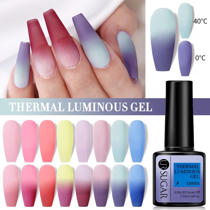 UR SUGAR Thermal Luminous UV Gel Nail Polish 2 in 1 Color Change Glow in the Dark Nail Art Design Varnish Soak Off Manicure