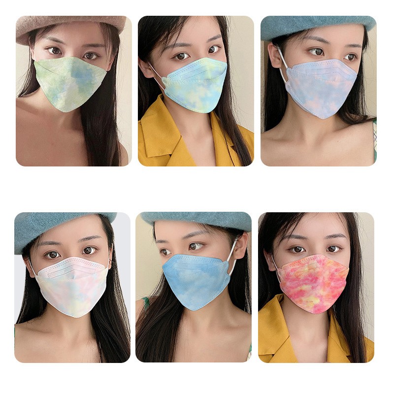 10-300pcs Adult 3D Gradient Face Masks Fish Shape 4-layer Non-woven Protective Mask Mascarillas Blue Purple Fashion Unsex Mask