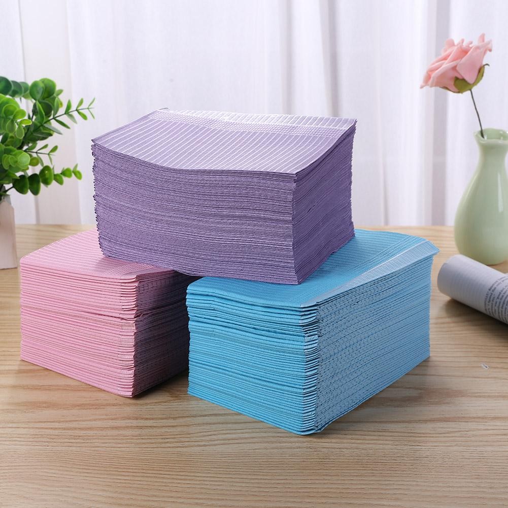 125pcs Disposable Waterproof Medical Paper Dental Hygiene Bib Napkin Wood Pulp Paper Dental Cleaning Paper