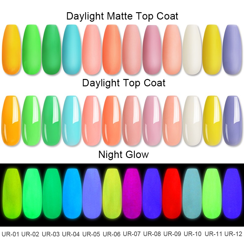 ur sugar 7.5ml luminous gel nail polish glow in the dark color semi permanent soak off uv varnish gel fluorescent nails art