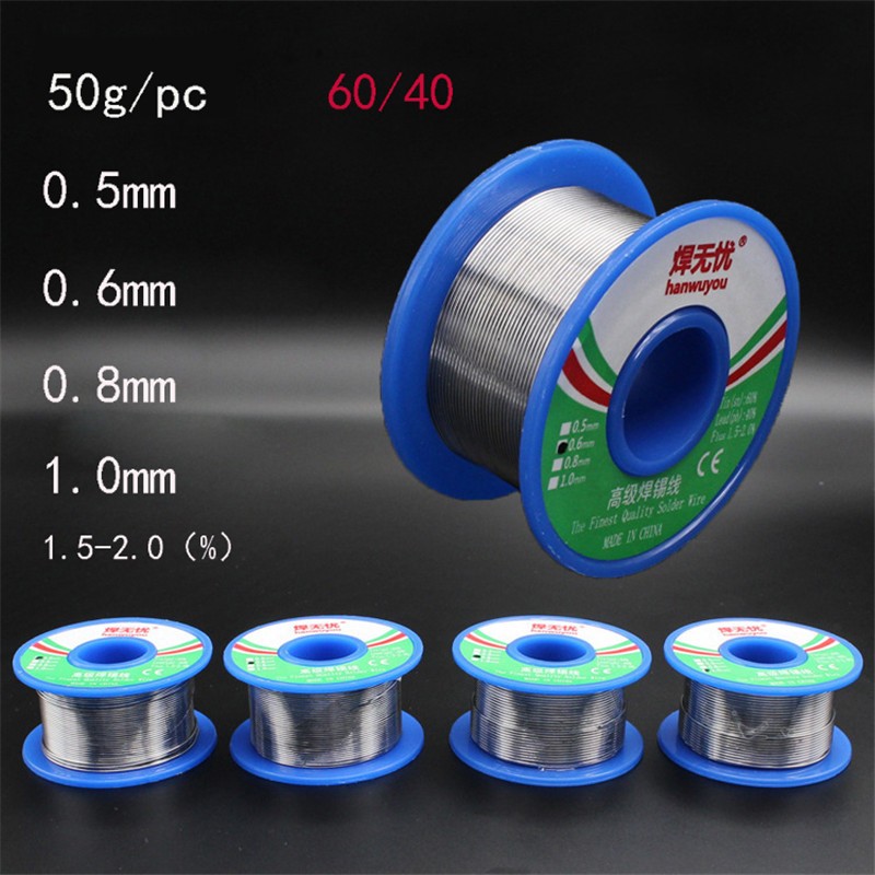 60/40 لحام سلك الصنوبري الأساسية سلك لحام مصنوع من القصدير لحام لحام الجريان 1.5-2.0% بكرة أسلاك الحديد 50g1.0mm