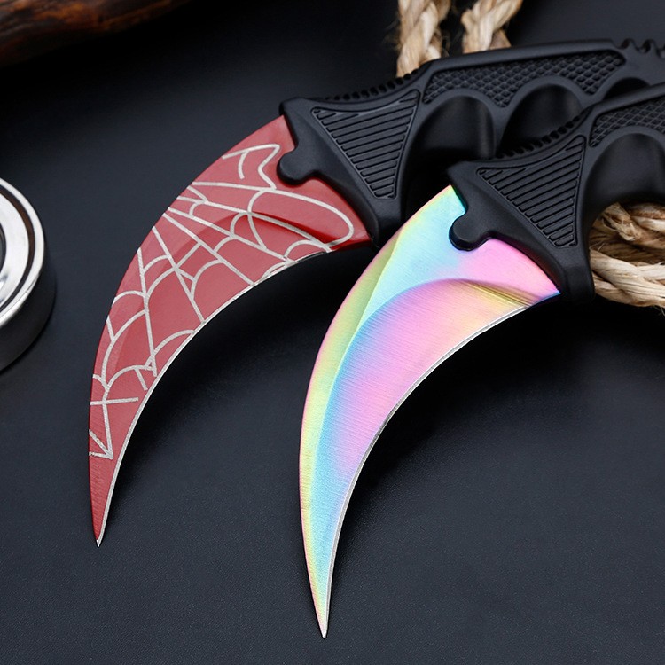 ريال مكافحة سترايك Karambit سكين شفرة مثبتة Lore غمد النمر الأسنان قوس قزح أدوات تكتيكية لحفظ الحياة أداة الصيد السكاكين