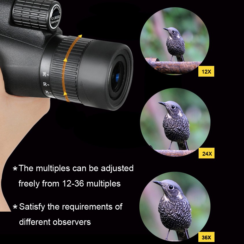 2021 Borwolf 12-36X50 Binoculars BAK4 Prism High Power Optical Lens Hunting Bird Monocular Light Night Vision Telescope