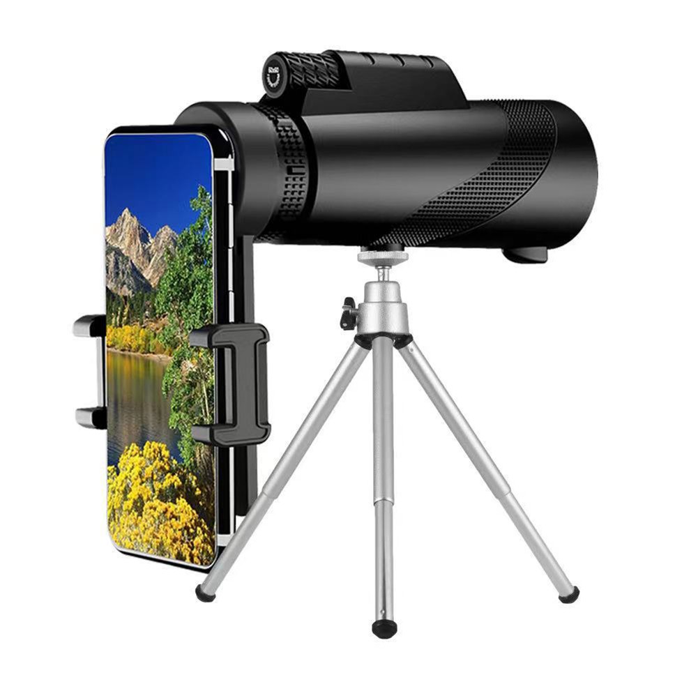 80X100 HD Powerful Monocular Telescope Phone Camera Zoom Starscope Tripod Telescope Phone Clip for Outdoor Camping Accessories
