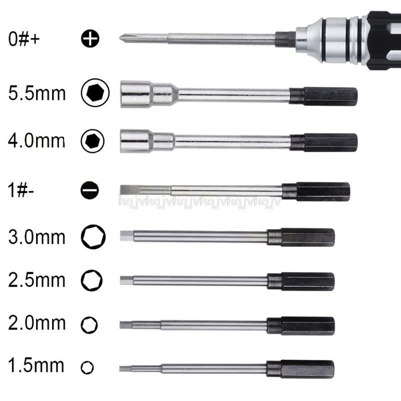 Steel 8 in 1 Screwdriver Set RC Repair Tool Kit Hexagon Socket for RC Car Drone Plane Hex Philips Screwdriver Socket Hexagonal N09 19