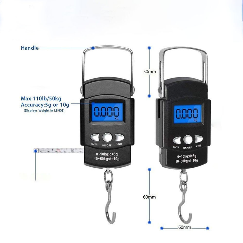 Weighing Scale Portable Electronic Scale 50kg 10g Balance Fishing Hook Digital Hanging Measuring Tape Luggage Ruler for Kitchen
