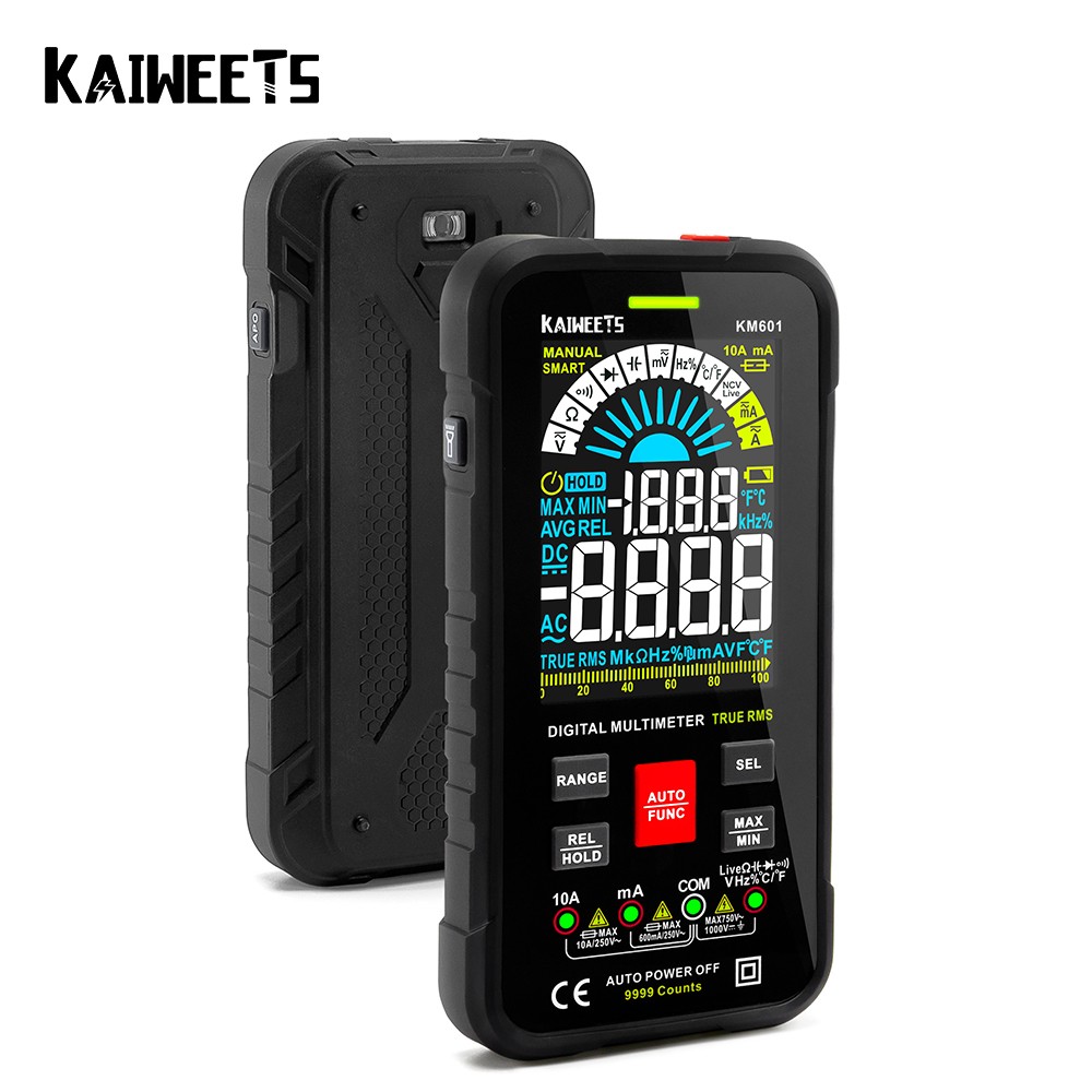 Kaewits KM601 9999 Digital Multimeter Intelligent Automotive Multimeter 1000V 10A Capacitance Meter Ohm Hz AC True RMS DC DMM