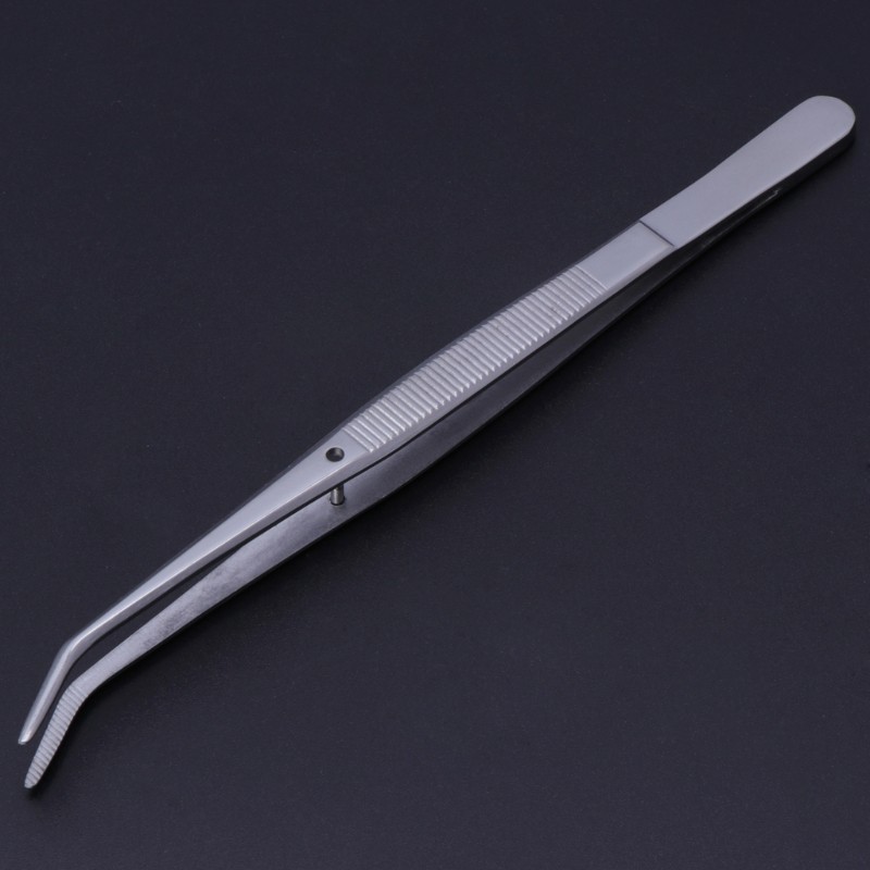 Stainless steel serrated tweezers curved dental instruments dental instrument