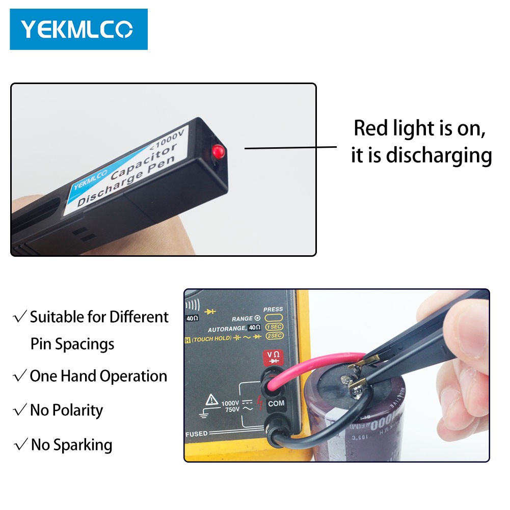 YEKMLCO High Voltage 1000V Fast Discharge Pen Capacitor Vacuum Cleaner Repair Tool Electronic Safety Intelligent