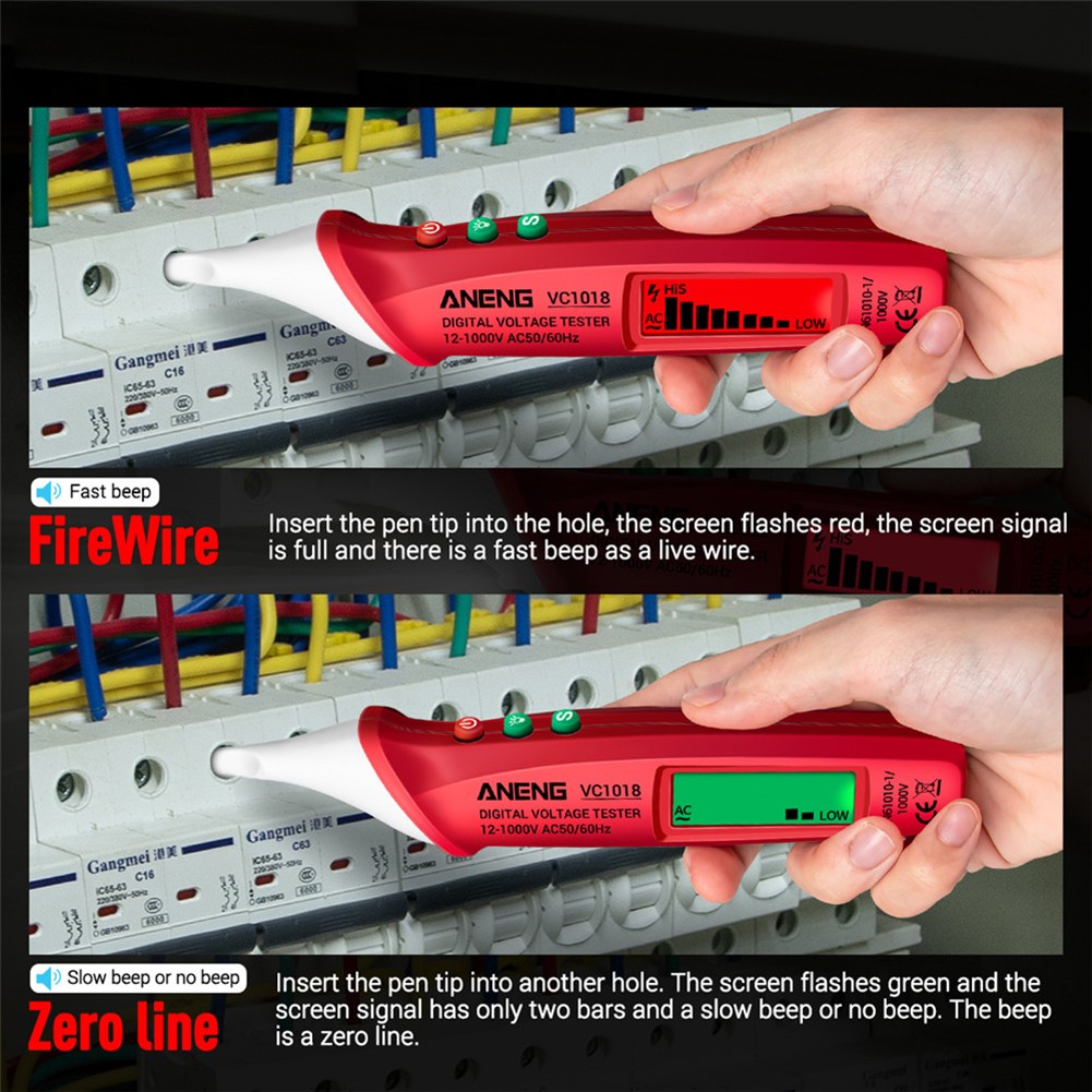 ANENG - VC1018 Smart Digital Tester Non-contact Power Tools Sensor AC Voltage Meter 12V-1000V