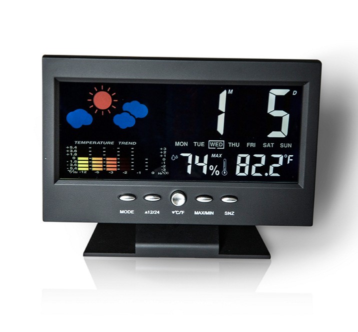 Digital Calendar LED Clock Weather Forecast Station Large Screen With Backlight LCD Desktop Clock Thermometer Hygrometer Timer