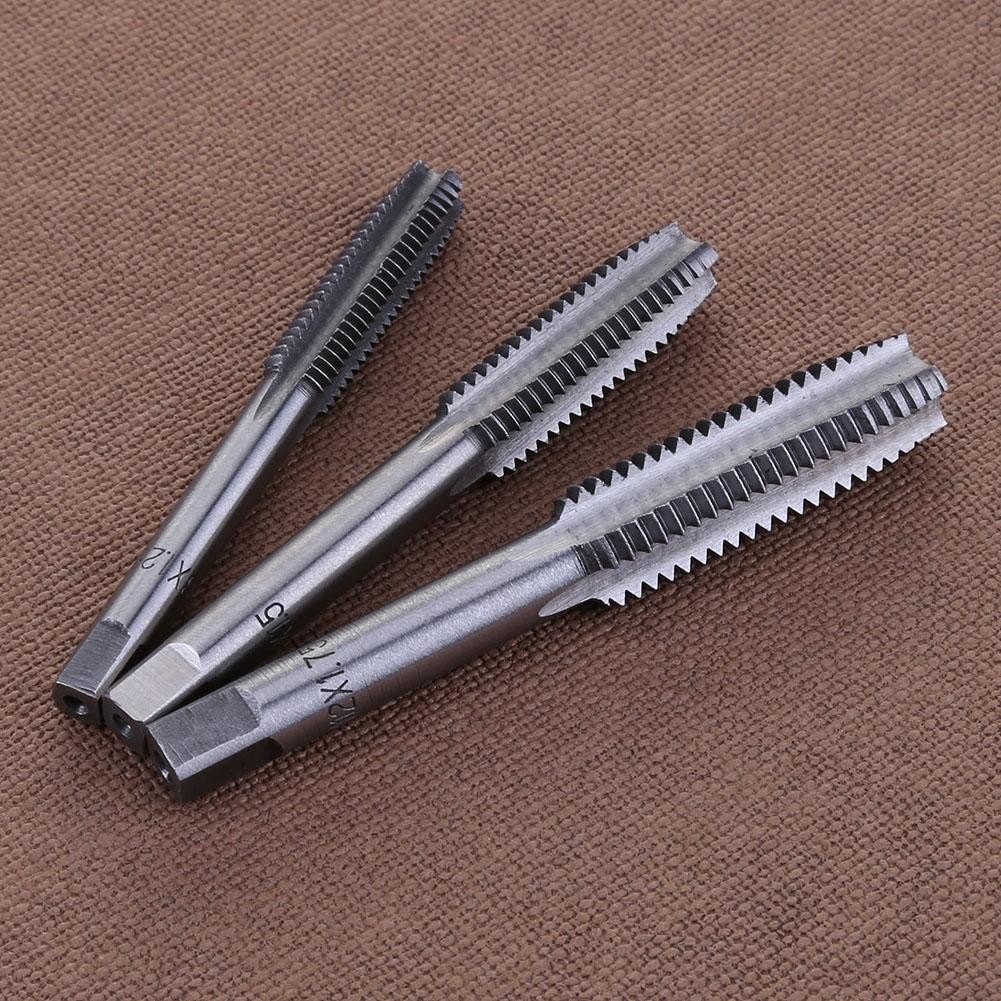 7pcs M3 M4 M5 M6 M8 M10 M12 HSS Machine Thread Metric Plug Tap Drill Bits Tapping Tools Hand Screw Thread Plug Tap Drill