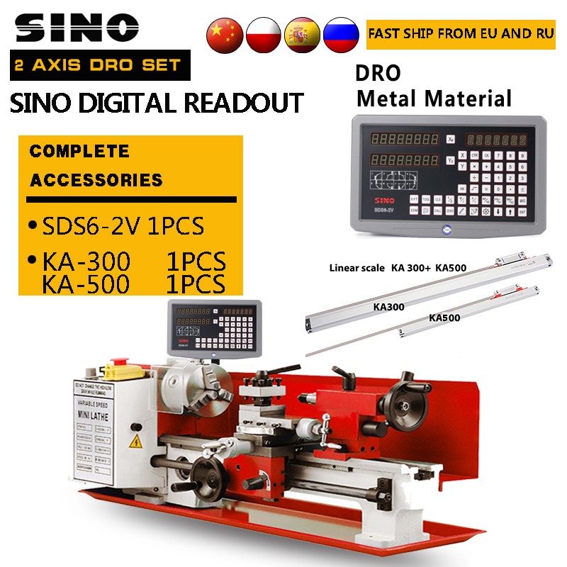 SINO Metal 2-Axis SDS6-2V KA300 and KA500 Small Linear Scales Encoder Length 0-1020mm Lathes and Milling and Drilling Machines