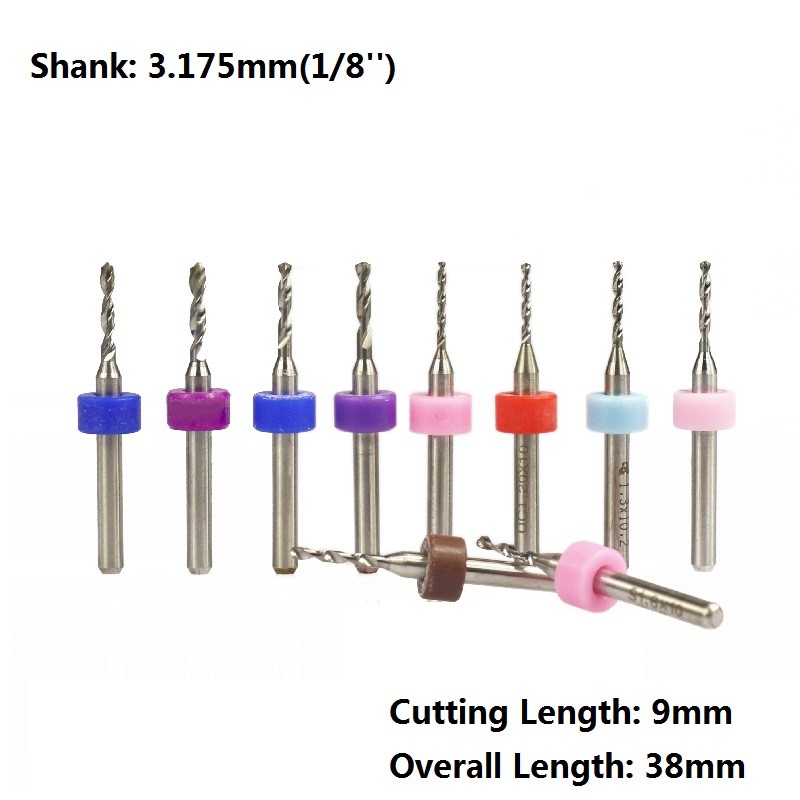 XCAN 10pcs 0.15-3.05mm Carbied PCB Mini Drill Bits For Printing Circuit Board Drilling 3.175mm Shank PCB Drill Bit Set