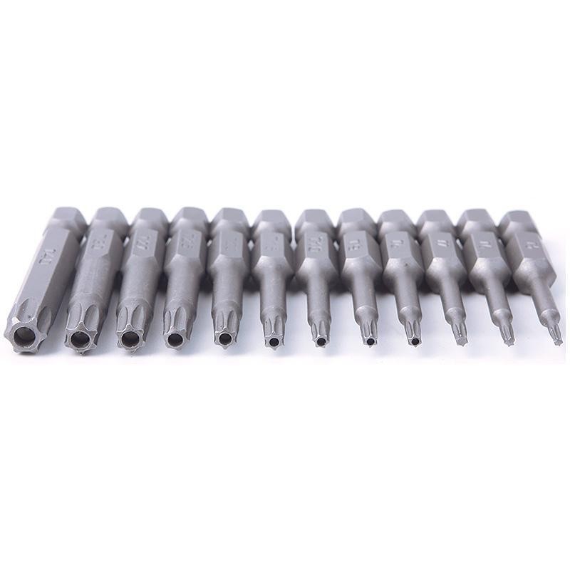 Binoax 6/12pcs Torx Bit Set 50mm Magnetic Tamper Resistant Star Bit T5-T40 Screwdriver Wrench Drill Bit Set