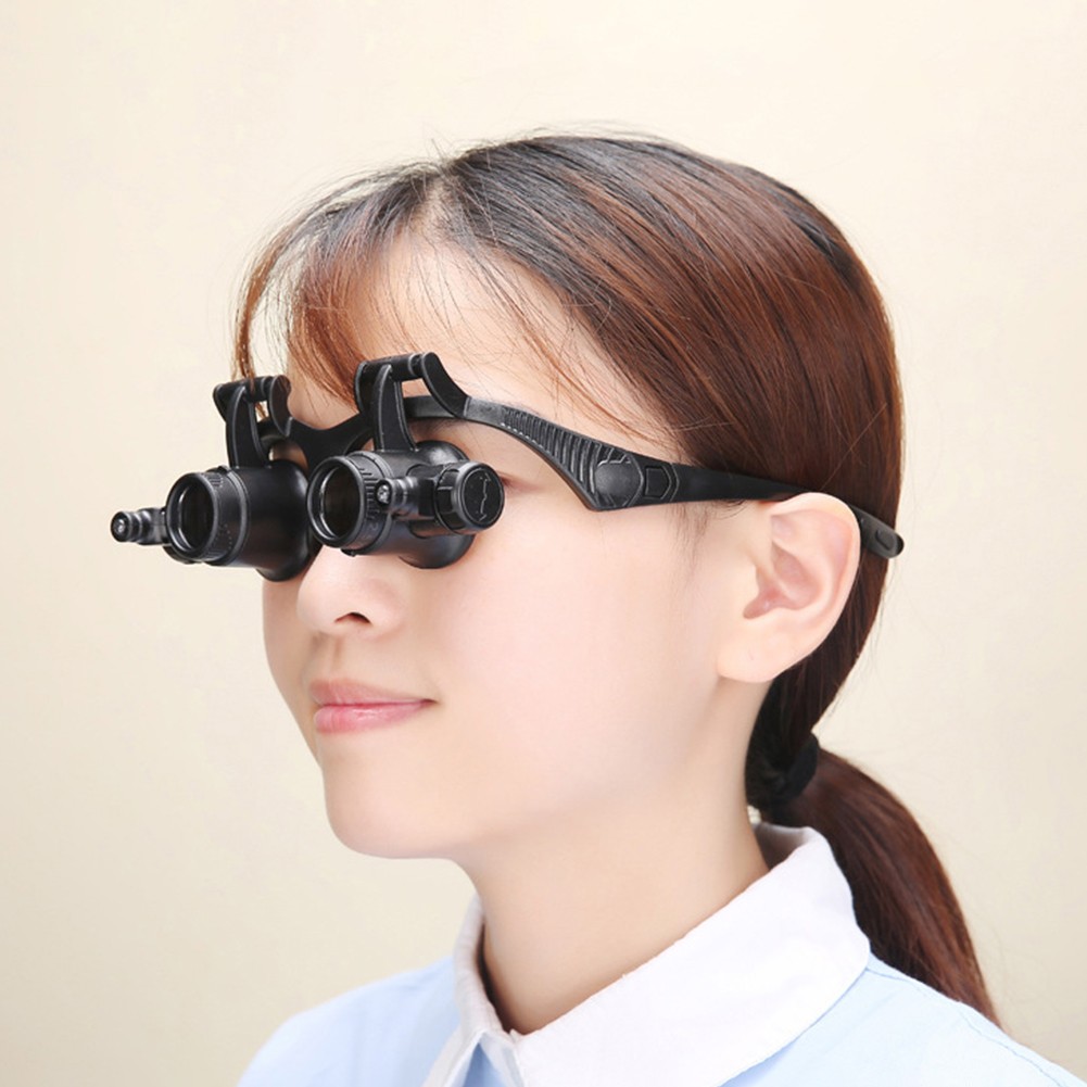 Magnifying Magnifying Glasses Watch Repair 10X 15X 20X 25X Binocular Jewelry With 2 LED Lights Loupe Lens For Dental Applications