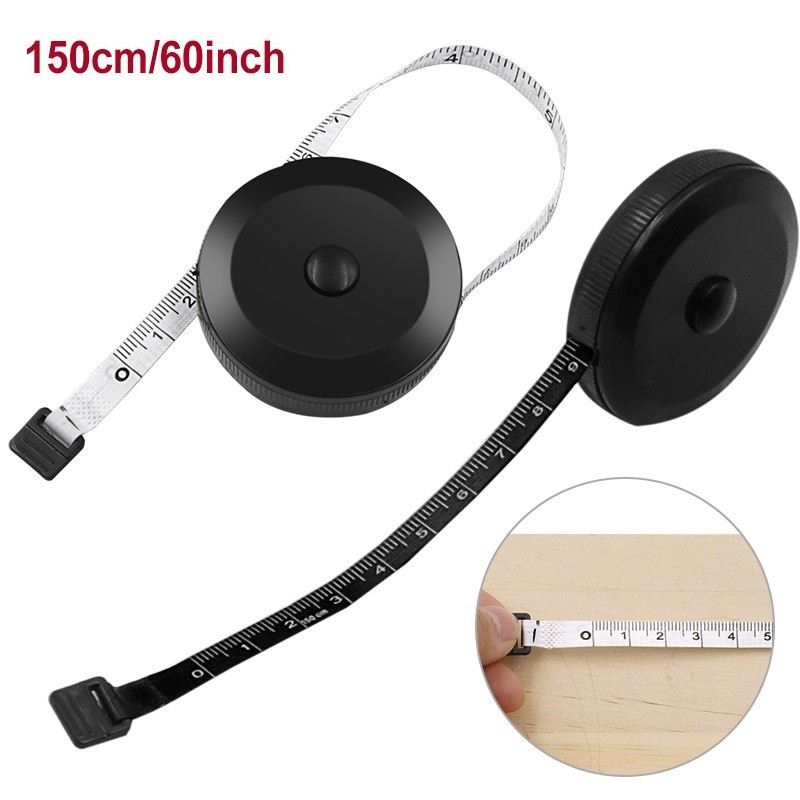 1.5M/60Inch Black Tape Mini Automatic Flexible Sewing Tape Measuring Tape Double Side Retractable Body Tailor Tape Tool