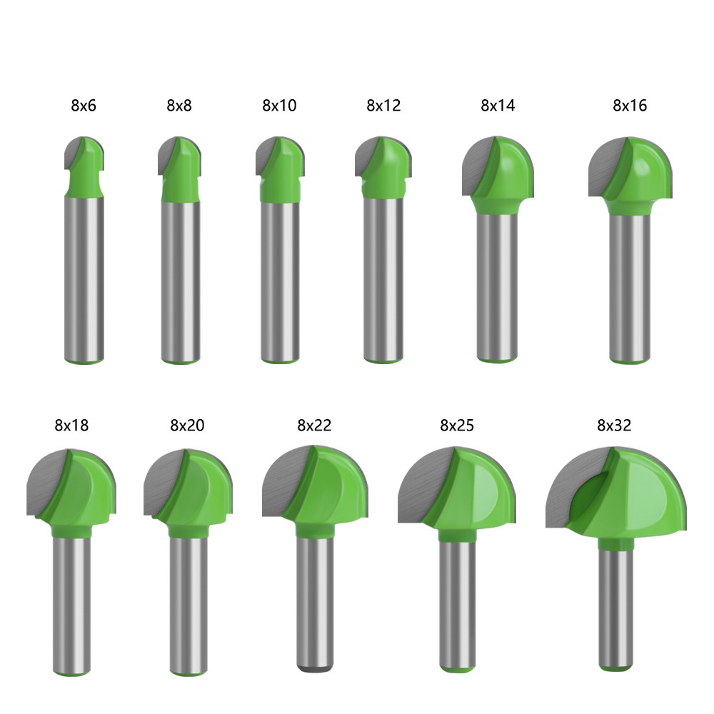 LA VIE 1pc 8mm Shank Ball Nose End Mill Round Nose Cove CNC Milling Bit Radius Core Box Solid Carbide Router Bits Tools