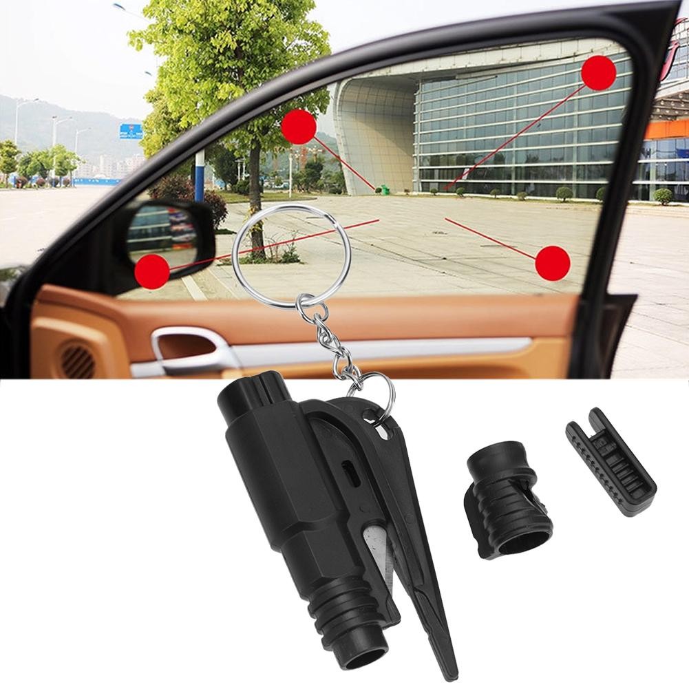 Portable Car Safety Hammer Spring Type Escape Hammer Window Breaker Punch Seat Belt Cutter Hammer Key Chain EDC Tool