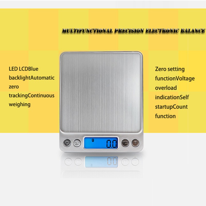 ميزان اليكتروني صغير محمول, 500/0.01جرام, 3000/0.1جرام بشاشة LCD لقياس وزن المجوهرات و للمطبخ و البريد