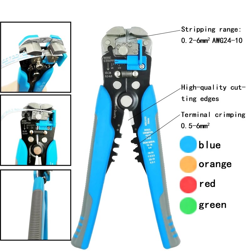 HS-D1 Crimper Cable Cutter Automatic Wire Stripper Multifunctional Stripping Tools Crimping Terminal Pliers 0.2-6.0mm2 Tool