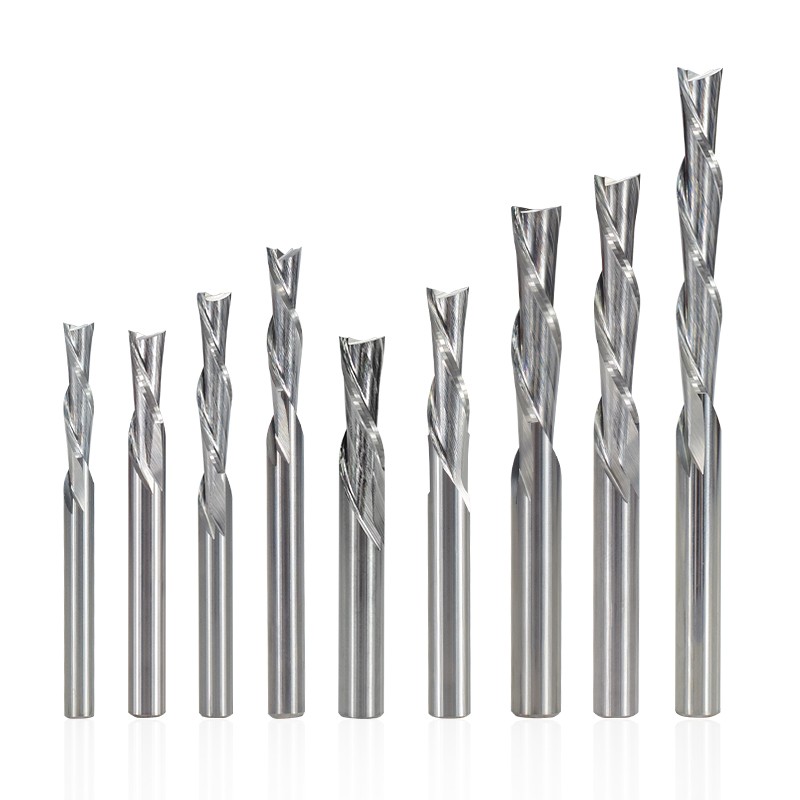 XCAN Left Hand Down Cutter 3.175/4/5/6mm Shank Spiral End Mill 2 Flute Carbide Milling Cutter for CNC Aluminum Cutting Milling B