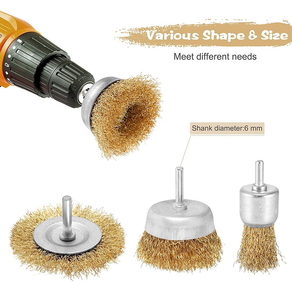 6pcs braided wire wheel cup brush set universal tool kit for electric drill rust removal stripping and abrasive